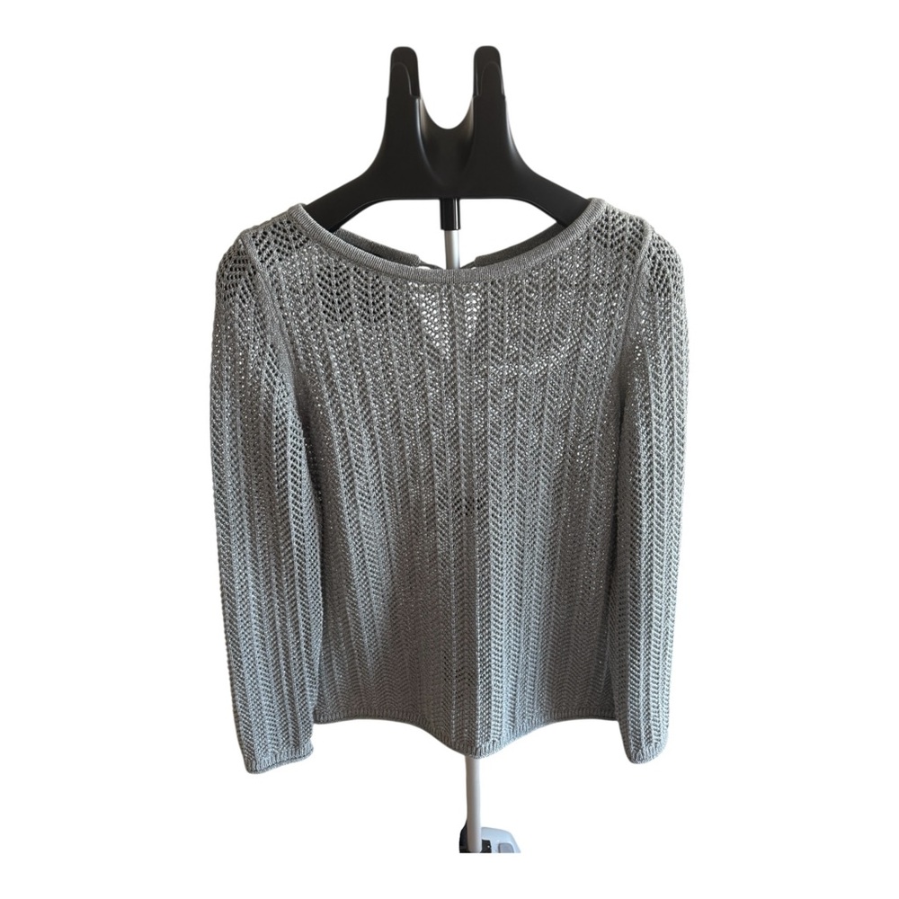 Talbots Light Grey &  Metallic Knit Crewneck Sweater Size S